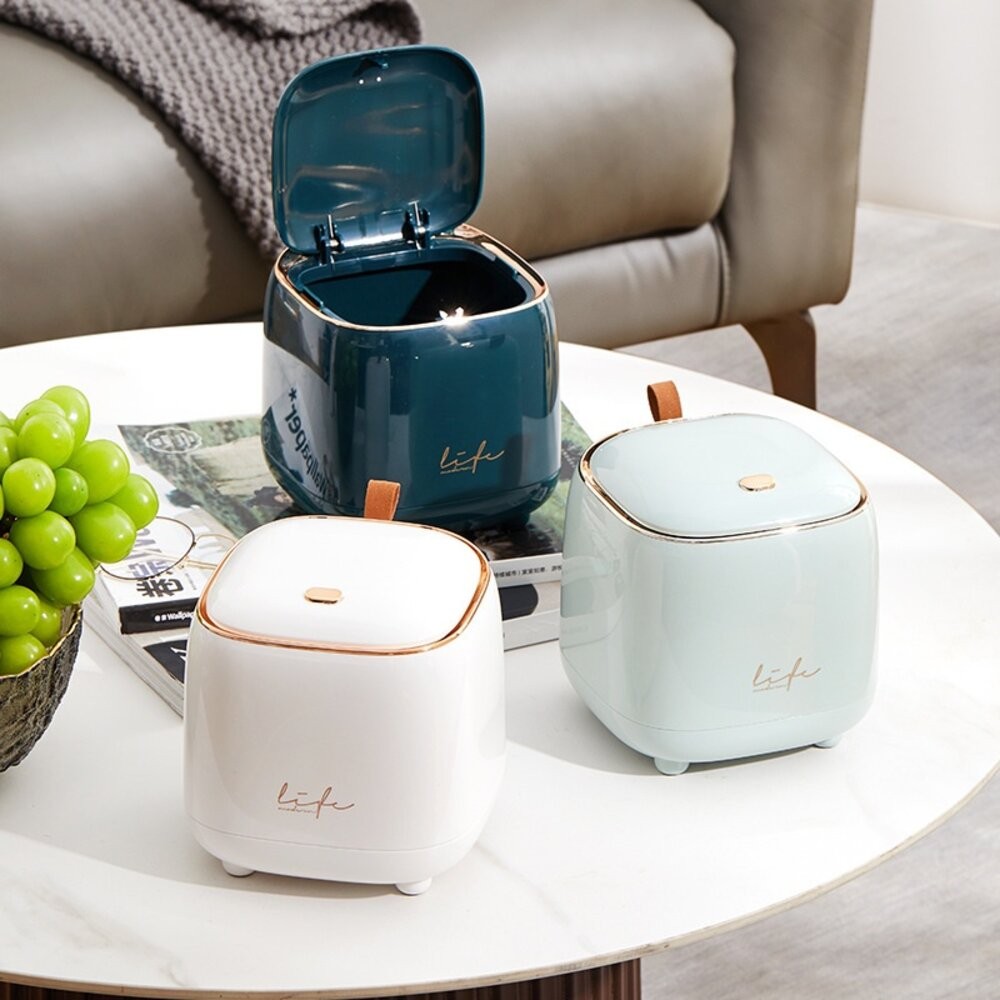 【實體店+發票】桌面按壓垃圾桶 垃圾袋不外露 桌上型小巧垃圾桶 家用帶蓋收納桶 方形整理收納盒 送禮-細節圖9