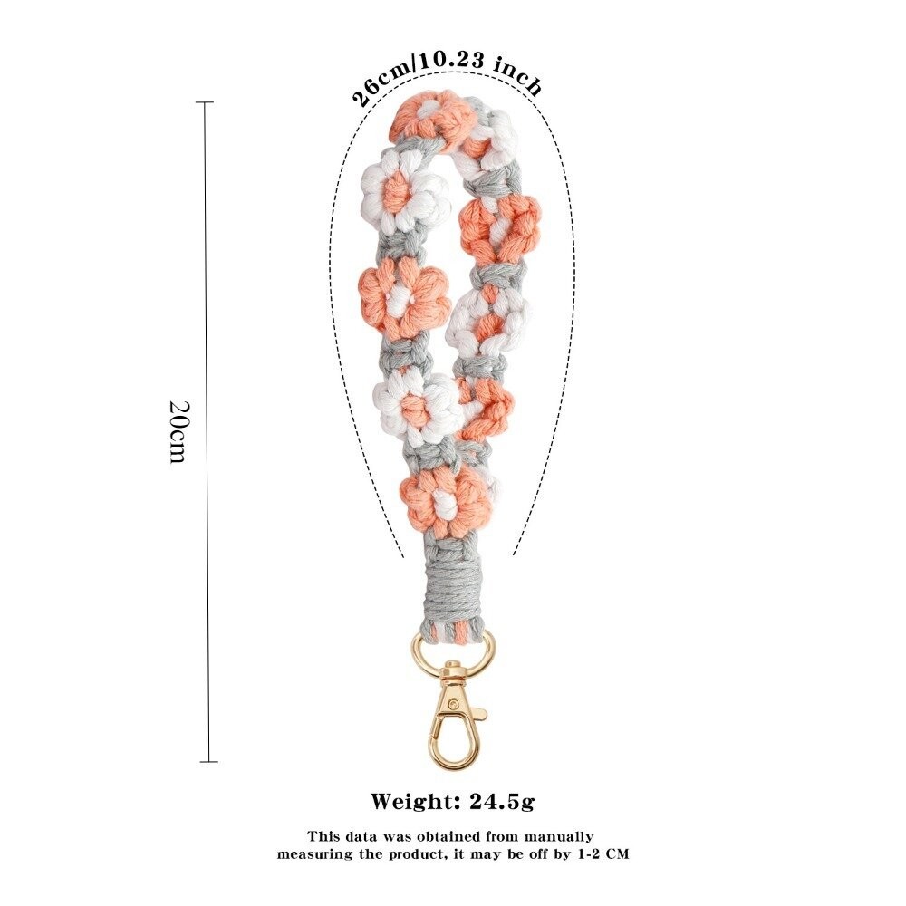 【實體店+發票】可調節編織手機掛繩 識別證掛繩 手作花花繩 手機吊繩背繩 包包背帶 波希米亞風手機鏈 贈夾片 送禮-規格圖11