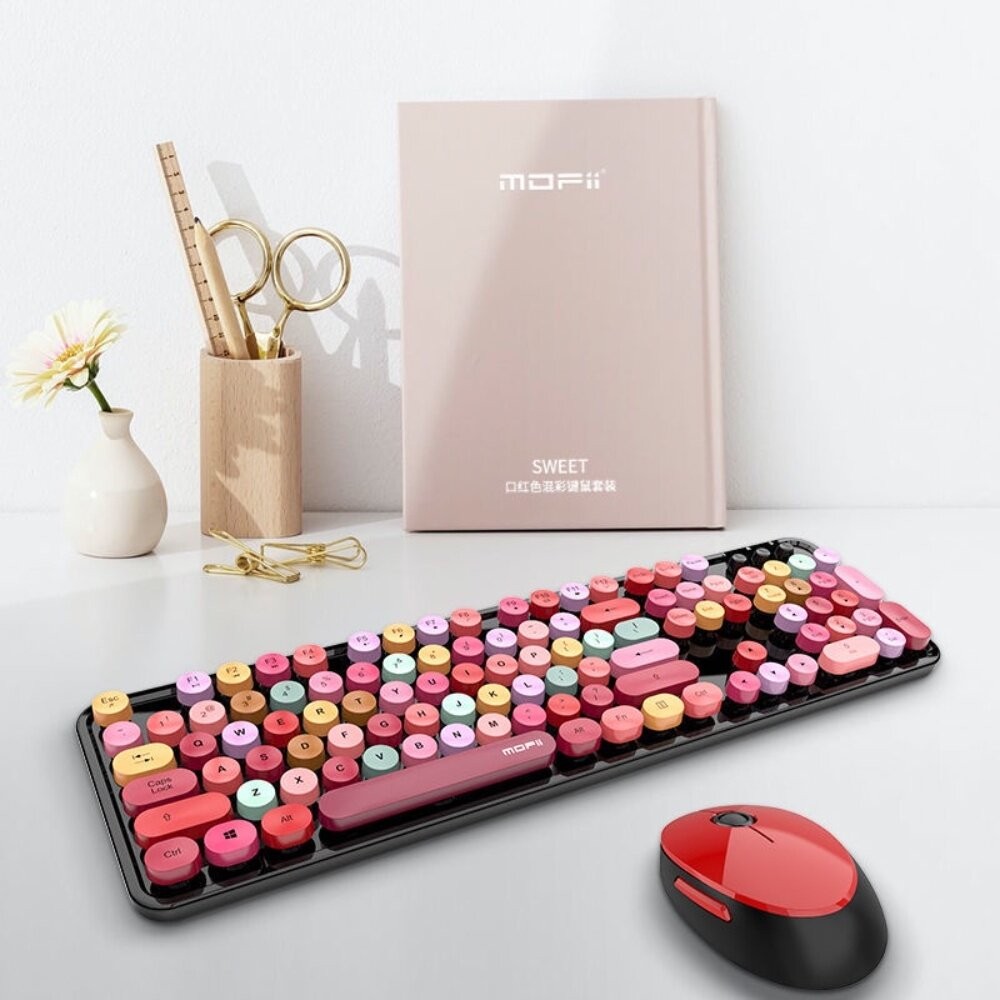【實體店+發票】網紅口紅鍵盤滑鼠套裝 送禮 交換禮物 送透明注音鍵盤貼紙 MOFII 送禮-細節圖10