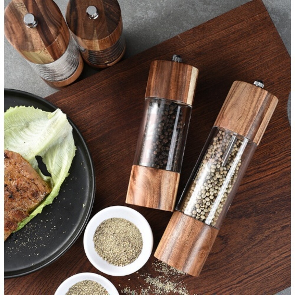 【實體店+發票】陶瓷研磨調味罐 胡椒研磨罐 胡椒罐 鹽罐 調味罐 實木材質 北歐風 送禮-規格圖5