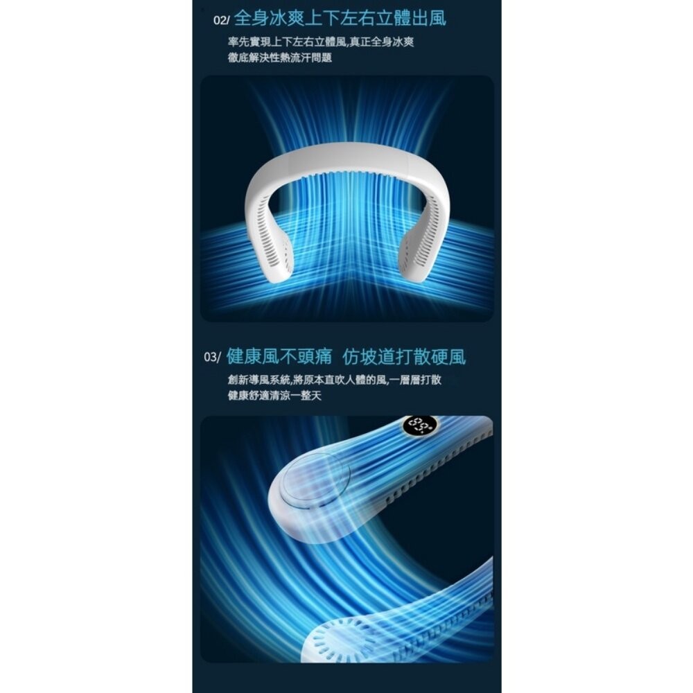 【實體店+發票】螢幕顯示無葉掛脖風扇 環頸風扇 運動風扇 戶外風扇 USB充電5小時超長續航 送禮-細節圖8