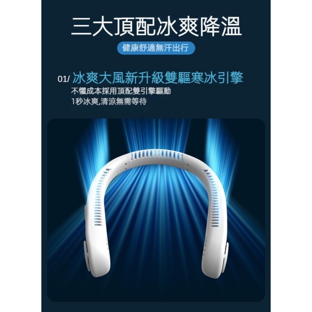 【實體門市】螢幕顯示無葉掛脖風扇 環頸風扇 運動風扇 戶外風扇 USB充電8小時超長續航-細節圖4