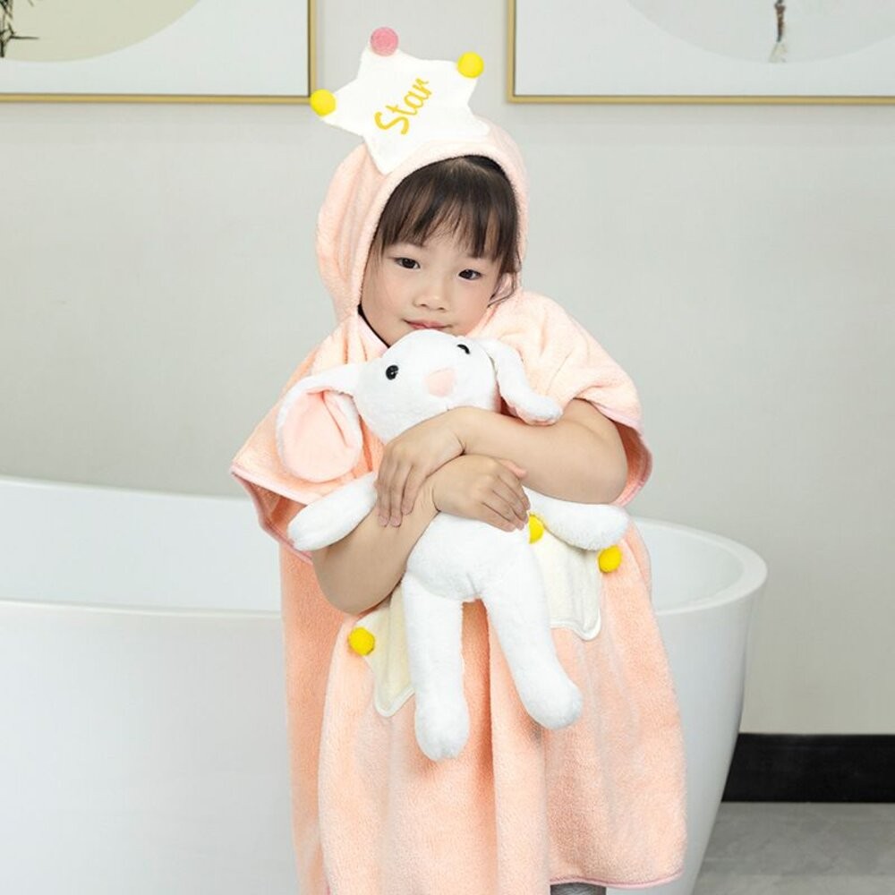 【實體店+發票】星星兒童斗篷浴巾 珊瑚絨浴巾 披風浴巾 卡通浴巾 寶寶毛巾 游泳浴巾 洗澡浴巾 送禮-細節圖3