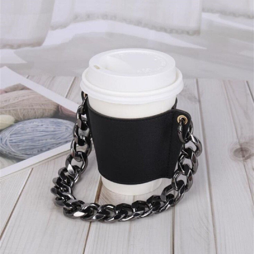 【實體店+發票】皮革環保杯套 飲料手提袋 手搖飲杯套 咖啡杯套 飲料杯套 環保提袋 時尚 鏈條包 送禮-細節圖9