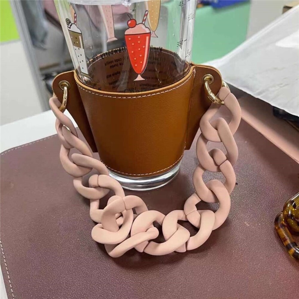 【台北士林*店面】皮革環保杯套 飲料手提袋 手搖飲杯套 咖啡杯套 飲料杯套 環保提袋 時尚 鏈條包 送禮-規格圖11