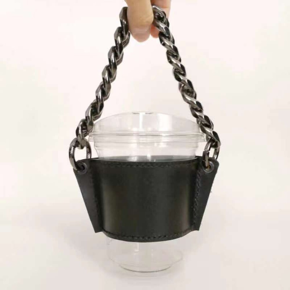 【實體店+發票】皮革環保杯套 飲料手提袋 手搖飲杯套 咖啡杯套 飲料杯套 環保提袋 時尚 鏈條包 送禮-規格圖11