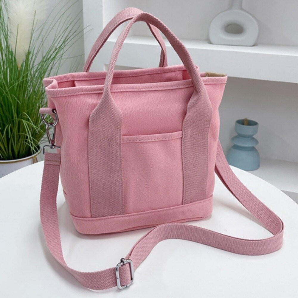 【實體店+發票】日系清新帆布手提包 斜背包 帆布包 手提包 便攜收納小包 大容量 日系韓風 送禮-細節圖4