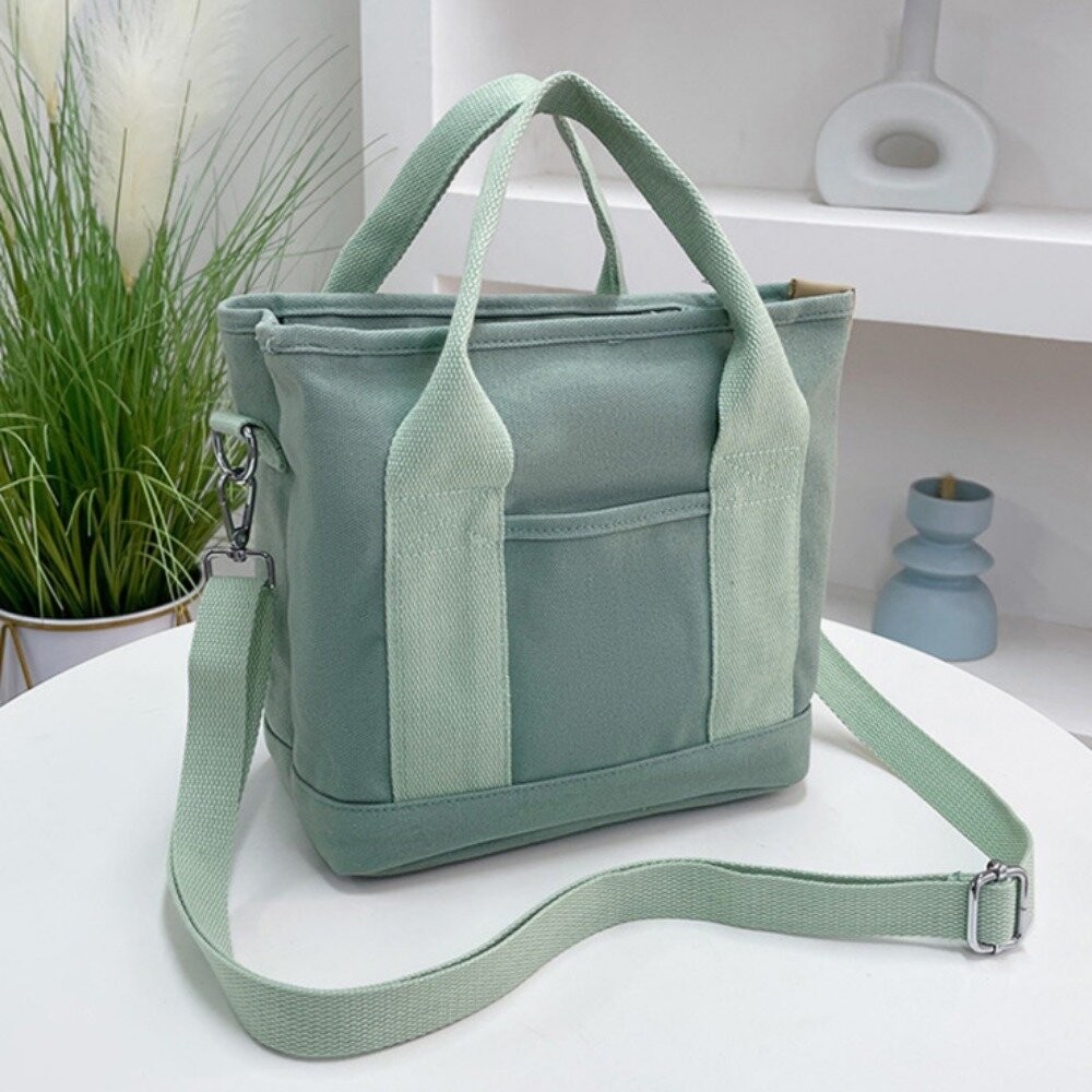 【實體店+發票】日系清新帆布手提包 斜背包 帆布包 手提包 便攜收納小包 大容量 日系韓風 送禮-規格圖11