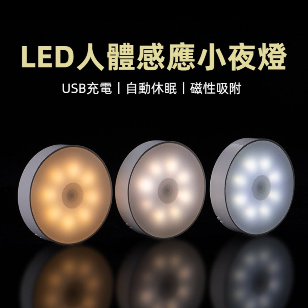 【實體店+發票】LED感應圓形小夜燈 嬰兒餵奶小夜燈 床頭燈 USB充電 磁吸夜燈 櫥櫃感應燈 送禮-細節圖5