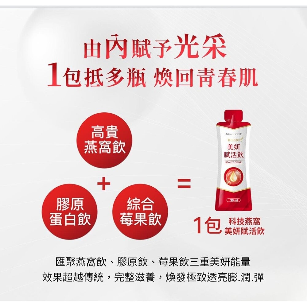 【台北士林*店面】Aicom艾力康》科技燕窩美妍賦活飲  林志玲代言 成份升級 30ml*10包增量版 送禮-細節圖3