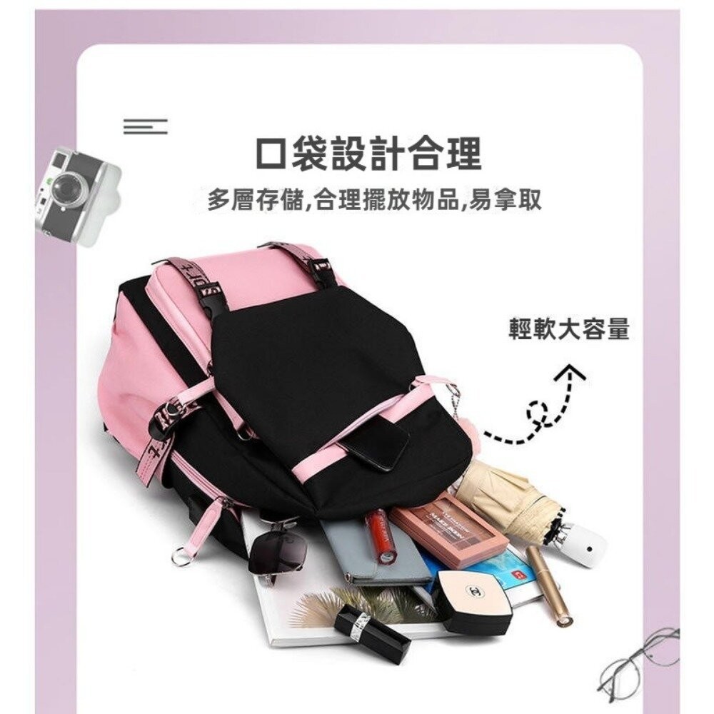 【實體店+發票】高顏值休閒後背包 韓版學生書包 時尚雙肩包 電腦包 粉色甜美 旅行登機包 運動背包 送禮-細節圖6