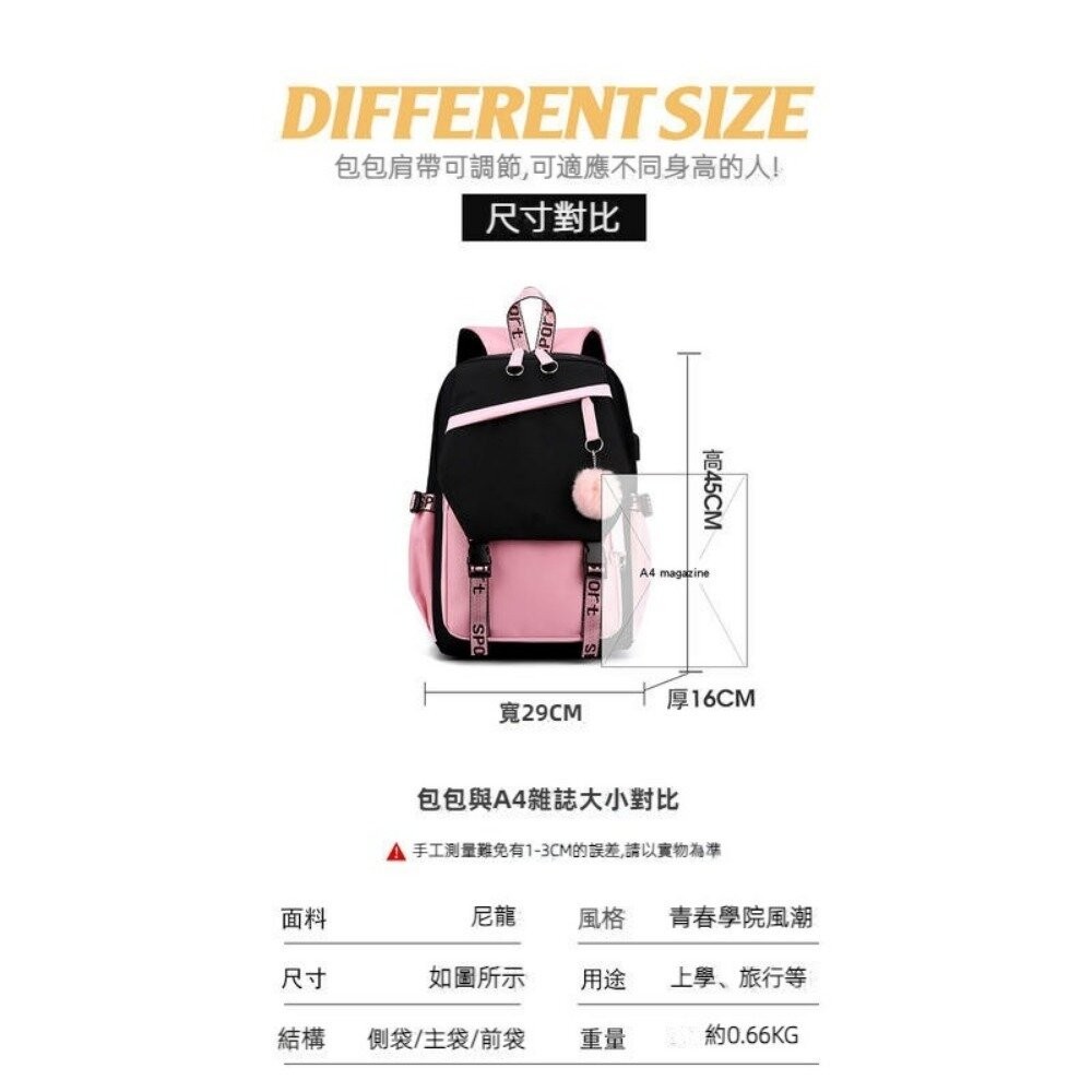 【台北士林*店面】高顏值休閒後背包 韓版學生書包 時尚雙肩包 電腦包 粉色甜美 旅行登機包 運動背包 送禮-細節圖5