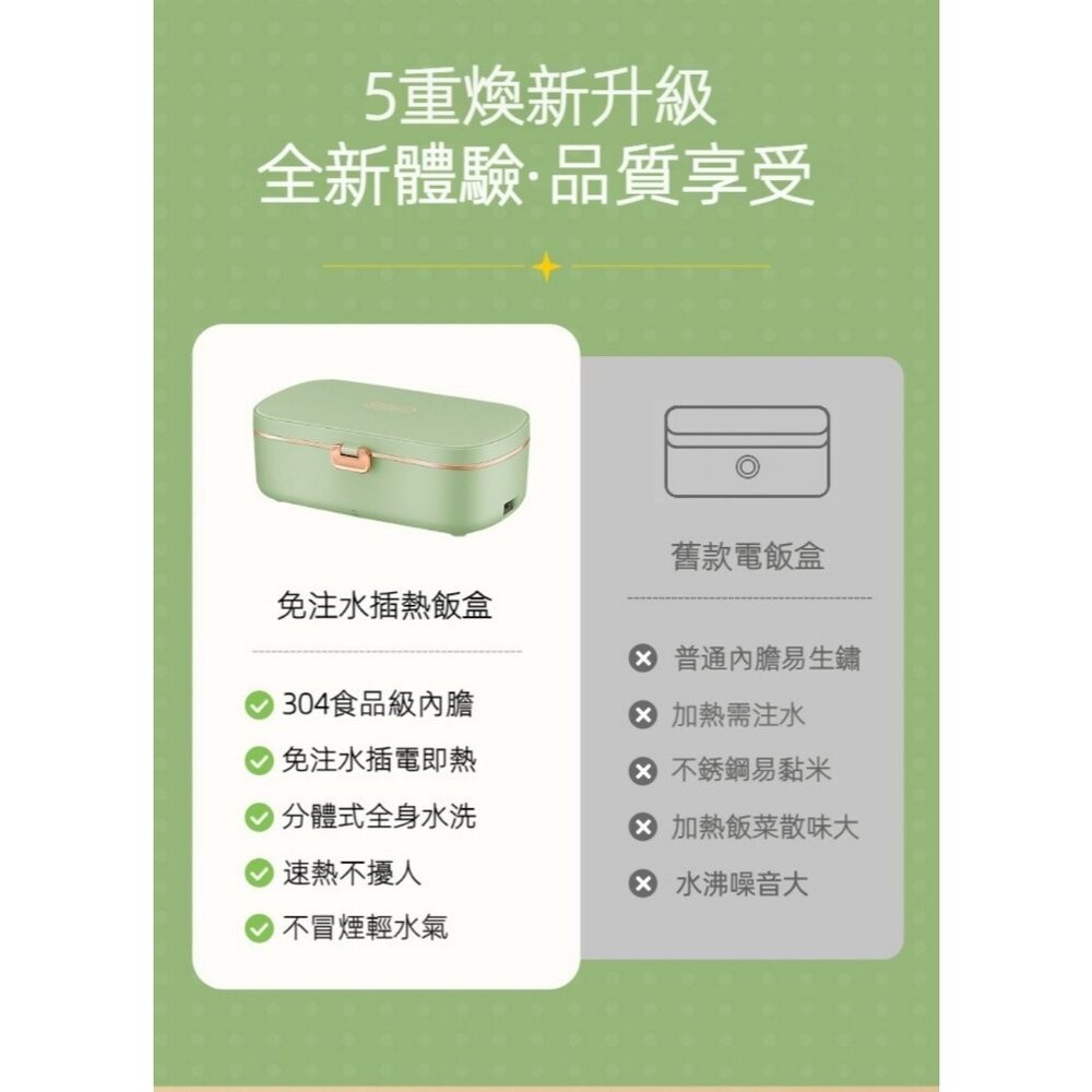 【實體店+發票】日式電熱便當盒 加熱保溫餐盒 插電蒸飯盒 保鮮盒 免加水 304不銹鋼 分隔便當盒 110V 送禮-細節圖7