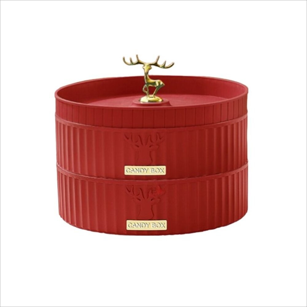 【實體店+發票】雙層旋轉糖果收納盒 帶蓋分隔 零食收納盤 輕奢糖果盒 瓜子盒 可疊加 送禮-細節圖2