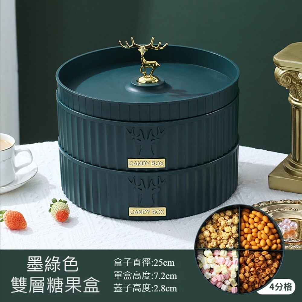 【台北士林*店面】雙層旋轉糖果收納盒 帶蓋分隔 零食收納盤 輕奢糖果盒 瓜子盒 可疊加 送禮-規格圖11