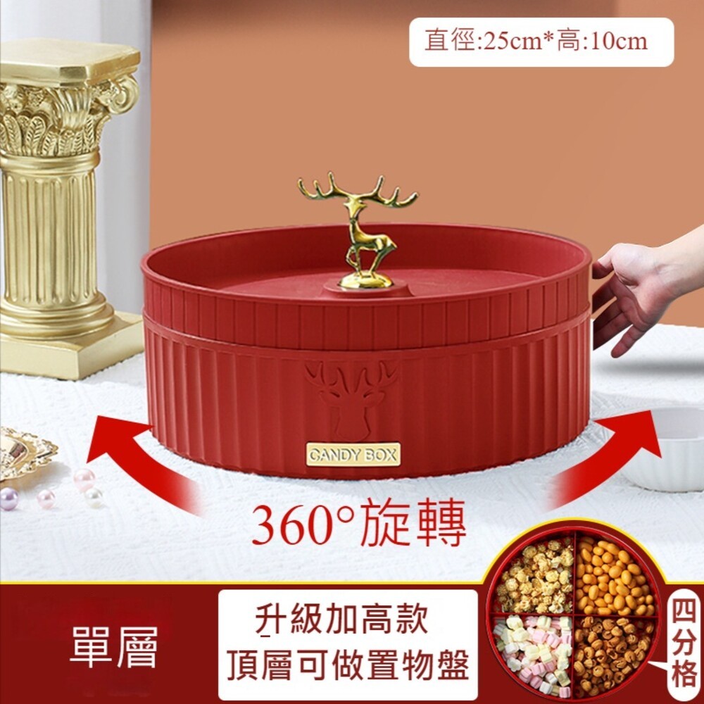 【台北士林*店面】雙層旋轉糖果收納盒 帶蓋分隔 零食收納盤 輕奢糖果盒 瓜子盒 可疊加 送禮-規格圖11