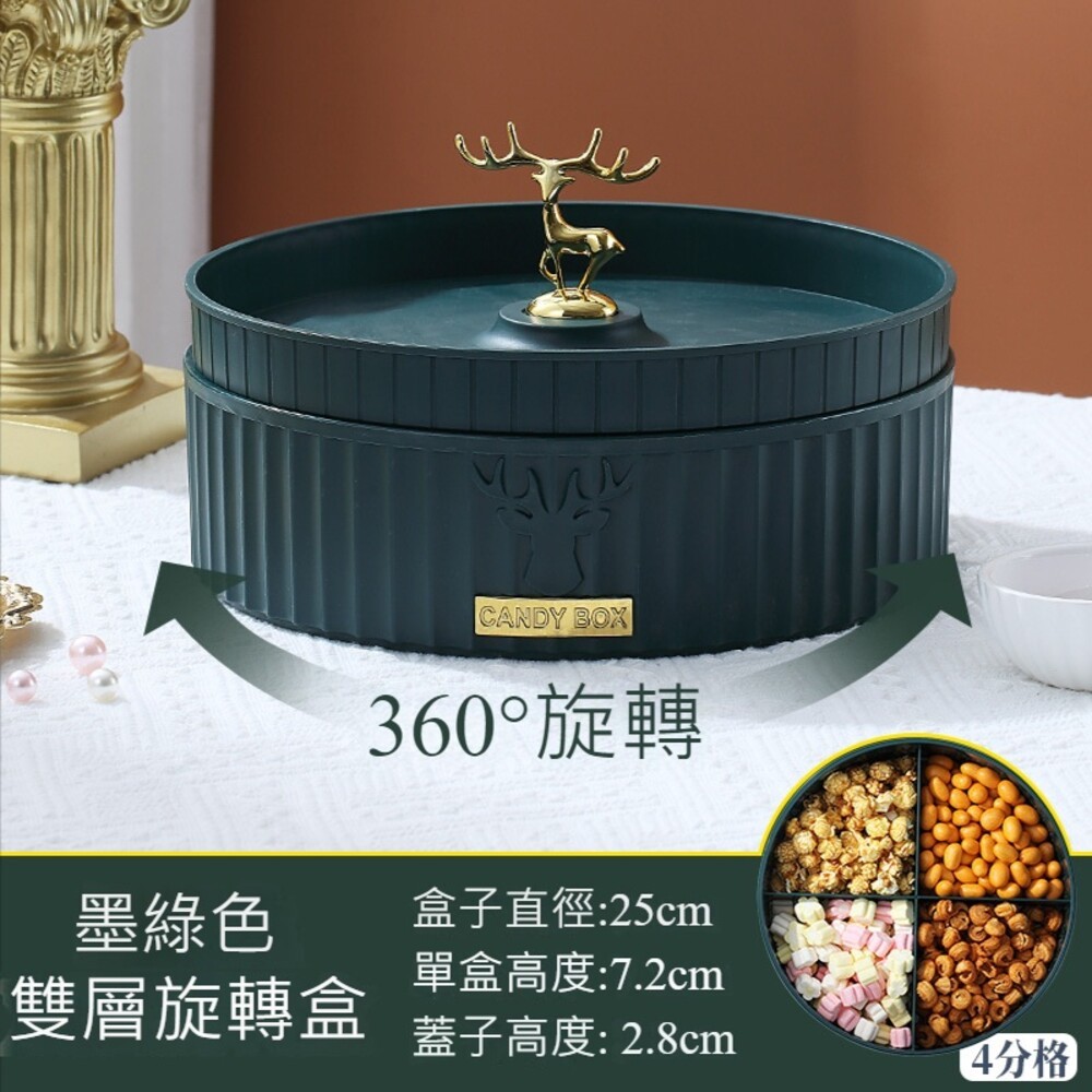 【台北士林*店面】雙層旋轉糖果收納盒 帶蓋分隔 零食收納盤 輕奢糖果盒 瓜子盒 可疊加 送禮-規格圖11