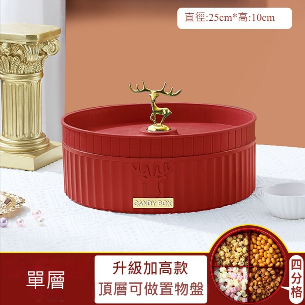【台北士林*店面】雙層旋轉糖果收納盒 帶蓋分隔 零食收納盤 輕奢糖果盒 瓜子盒 可疊加 送禮-規格圖11