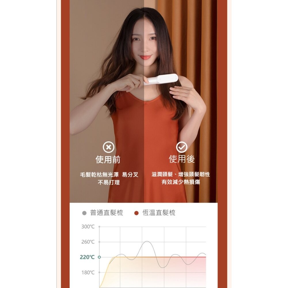 【實體店+發票】USB充電直髮梳 負離子直髮梳 無線直髮梳 迷你捲髮棒 直捲兩用造型梳 送禮-細節圖5