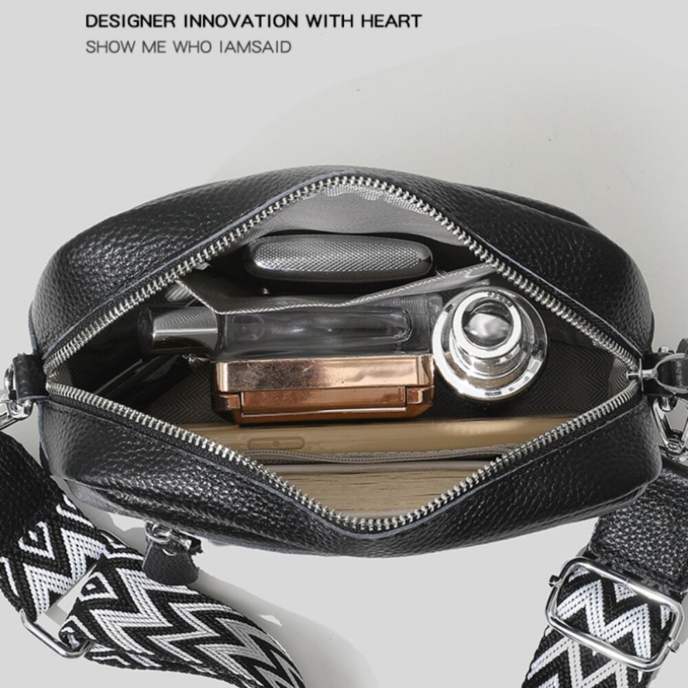 【實體店+發票】真皮百搭寬肩斜背包 頭層牛皮側背包 女生包包 單肩包 軟皮斜跨包 交換禮物 送禮 送禮-細節圖10