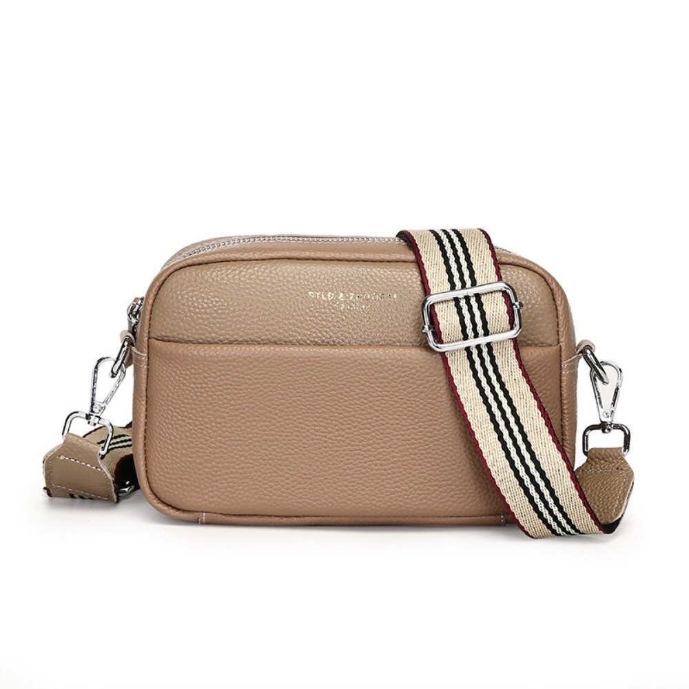 【實體店+發票】真皮百搭寬肩斜背包 頭層牛皮側背包 女生包包 單肩包 軟皮斜跨包 交換禮物 送禮 送禮-規格圖11