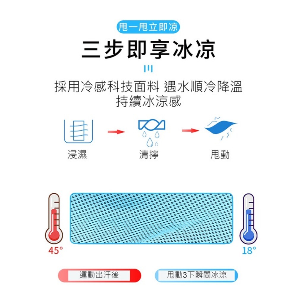 【實體門市】夏季冰絲涼感運動毛巾 戶外健身  涼感 速乾 降温 毛巾 30*90cm-細節圖3