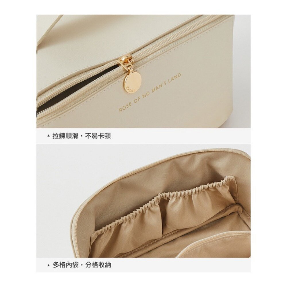 【實體店+發票】皮革質感化妝包 化妝品保養品收納  大容量手提化妝包 送禮-細節圖4