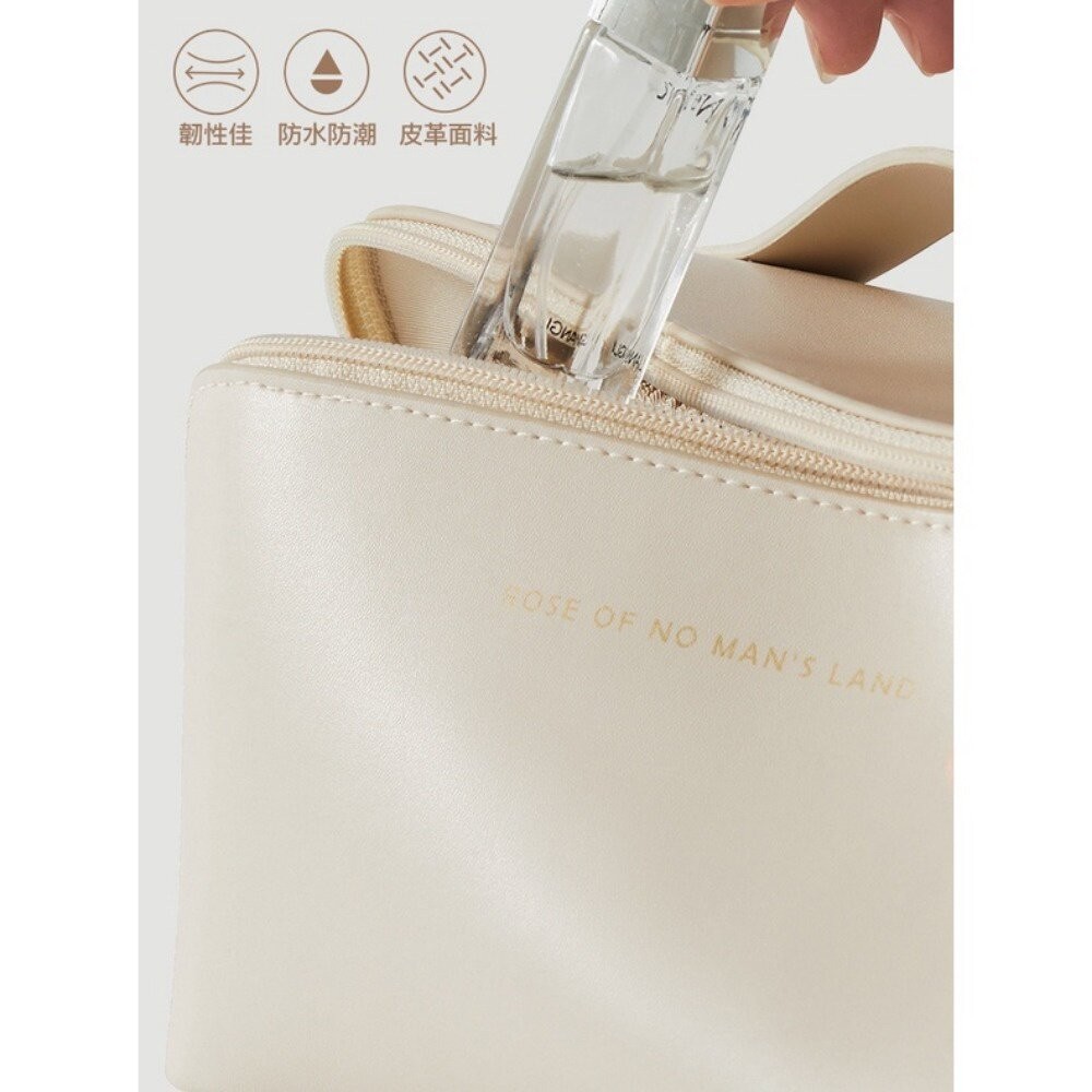 【實體店+發票】皮革質感化妝包 化妝品保養品收納  大容量手提化妝包 送禮-細節圖6