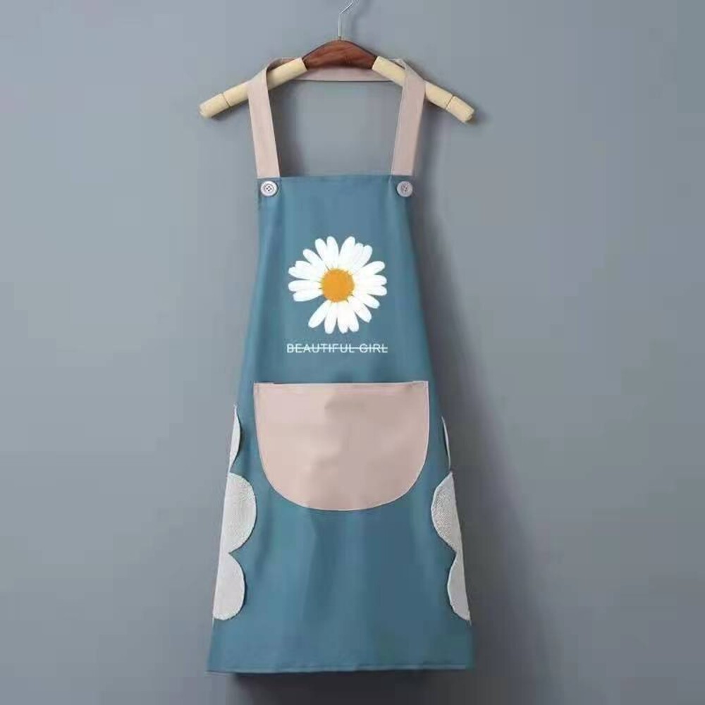 【實體店+發票】可擦手綁帶圍裙 防水無袖工作服 PVC防水 珊瑚絨 大口袋 廚房 送禮-規格圖11