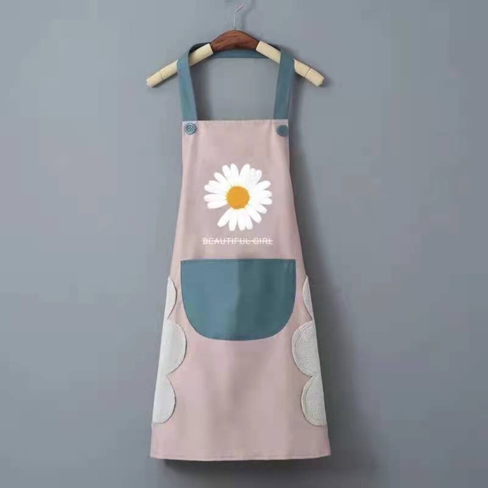 【實體店+發票】可擦手綁帶圍裙 防水無袖工作服 PVC防水 珊瑚絨 大口袋 廚房 送禮-規格圖11