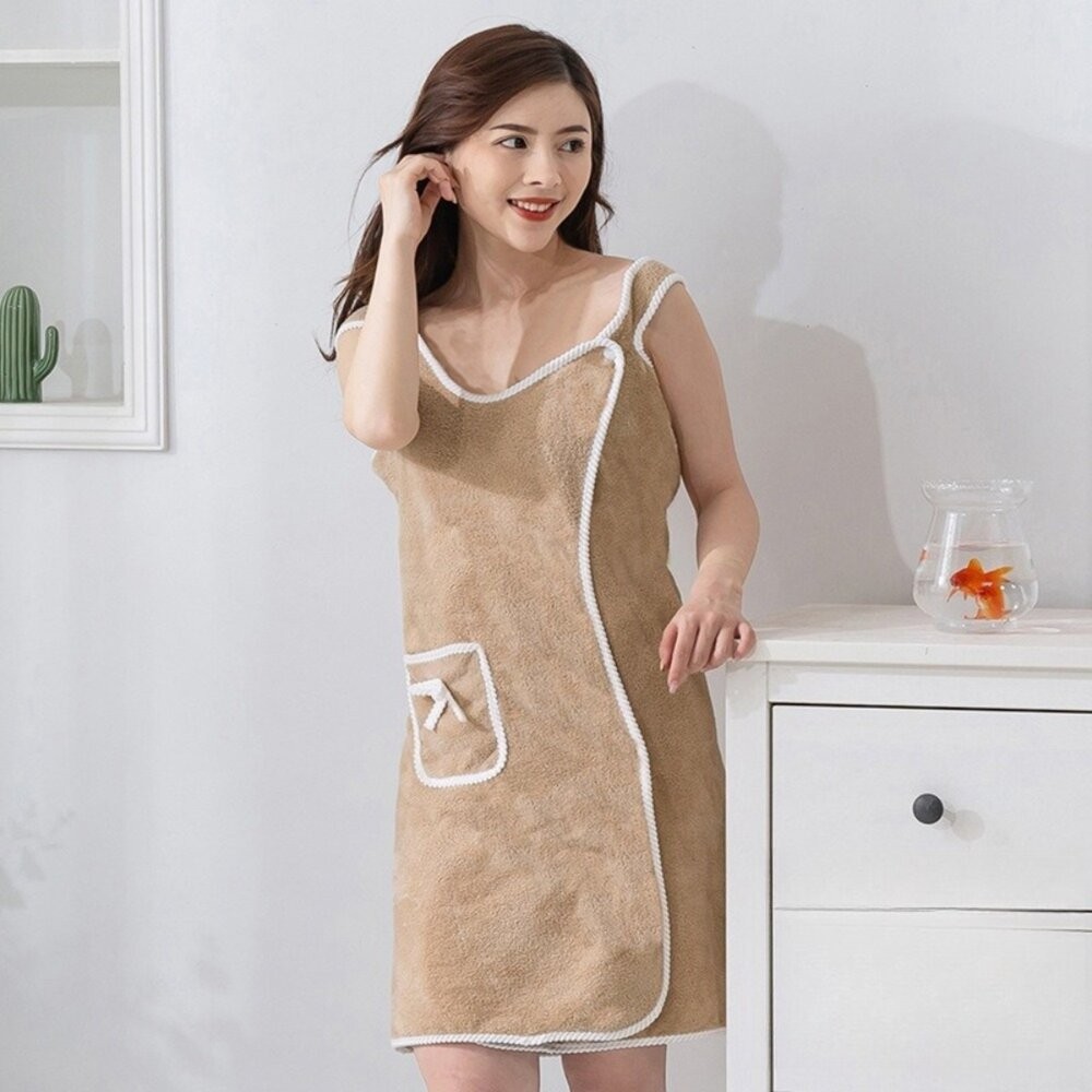 【實體店+發票】可穿式吊帶浴巾裙 裹胸浴裙 淑女性感浴袍 加厚吸水 80*135cm 送禮-細節圖9