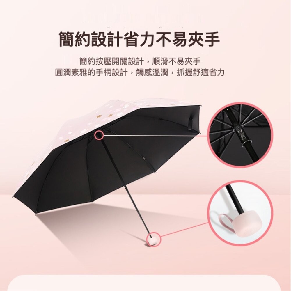 【台北士林*店面】浪漫櫻花反向UV傘 優雅銀膠遮陽傘 黑膠防曬傘 防紫外線 晴雨傘 兩用 三折傘 送禮-細節圖6