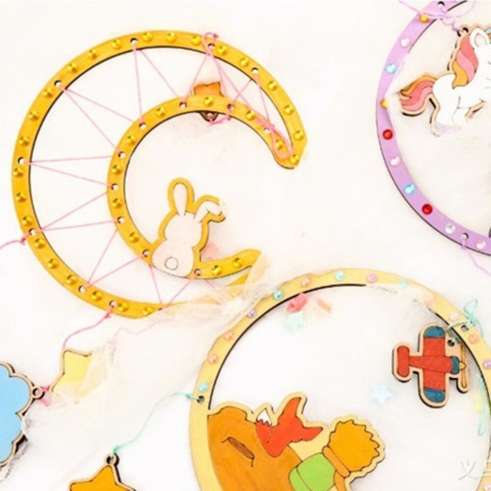 【實體店+發票】捕夢網DIY材料包 手工diy 捕夢網材料組 幼兒玩具 塗鴉風鈴掛飾 捕夢網 禮物 送禮-細節圖5