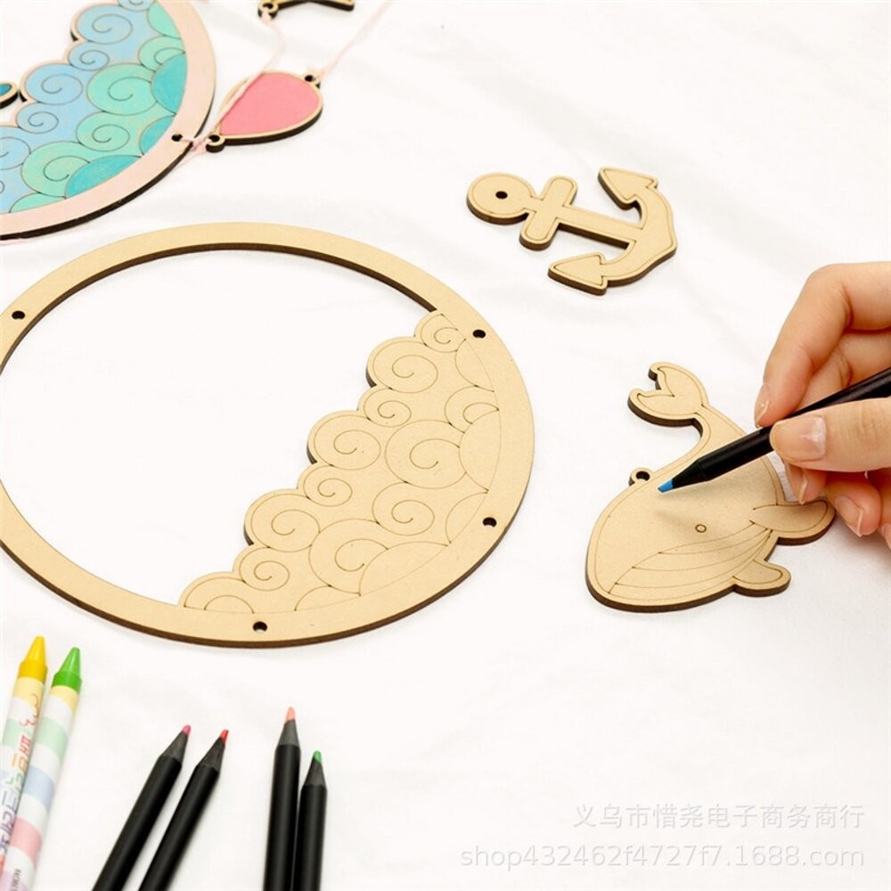 【實體店+發票】捕夢網DIY材料包 手工diy 捕夢網材料組 幼兒玩具 塗鴉風鈴掛飾 捕夢網 禮物 送禮-細節圖7