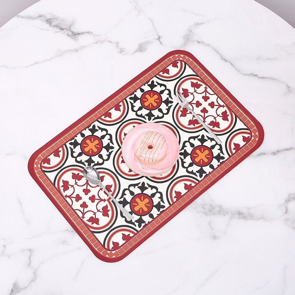 【實體店+發票】磚花系餐墊 皮革防水防油隔熱墊 居家拍照裝飾 送禮-細節圖8