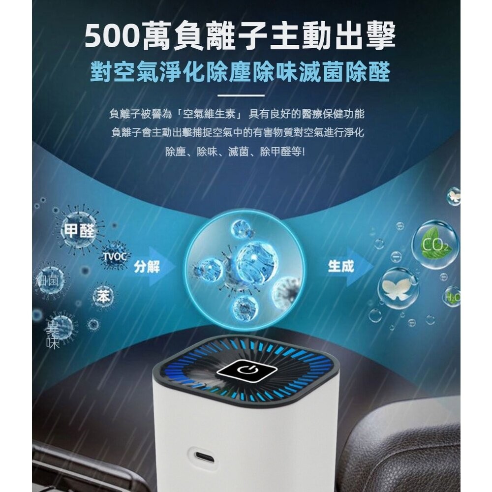 【實體店+發票】負離子空氣淨化機 車用空氣清淨機 負離子 除甲醛 除煙味 迷你空氣清淨機 消毒除臭 送禮-細節圖2