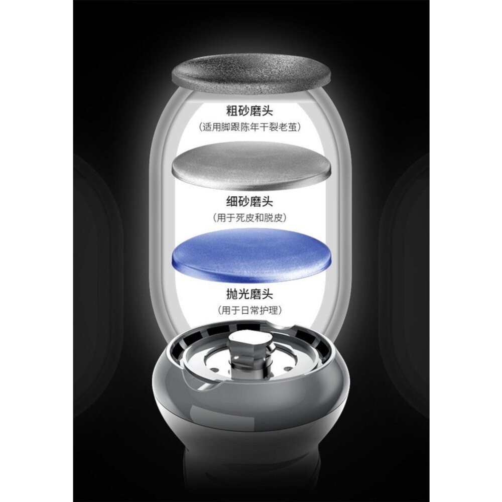 【實體店+發票】自動吸塵電動摩腳皮機 磨腳皮 美足機 磨皮機 電動磨腳皮去角質 USB充電三磨頭 送禮-細節圖2