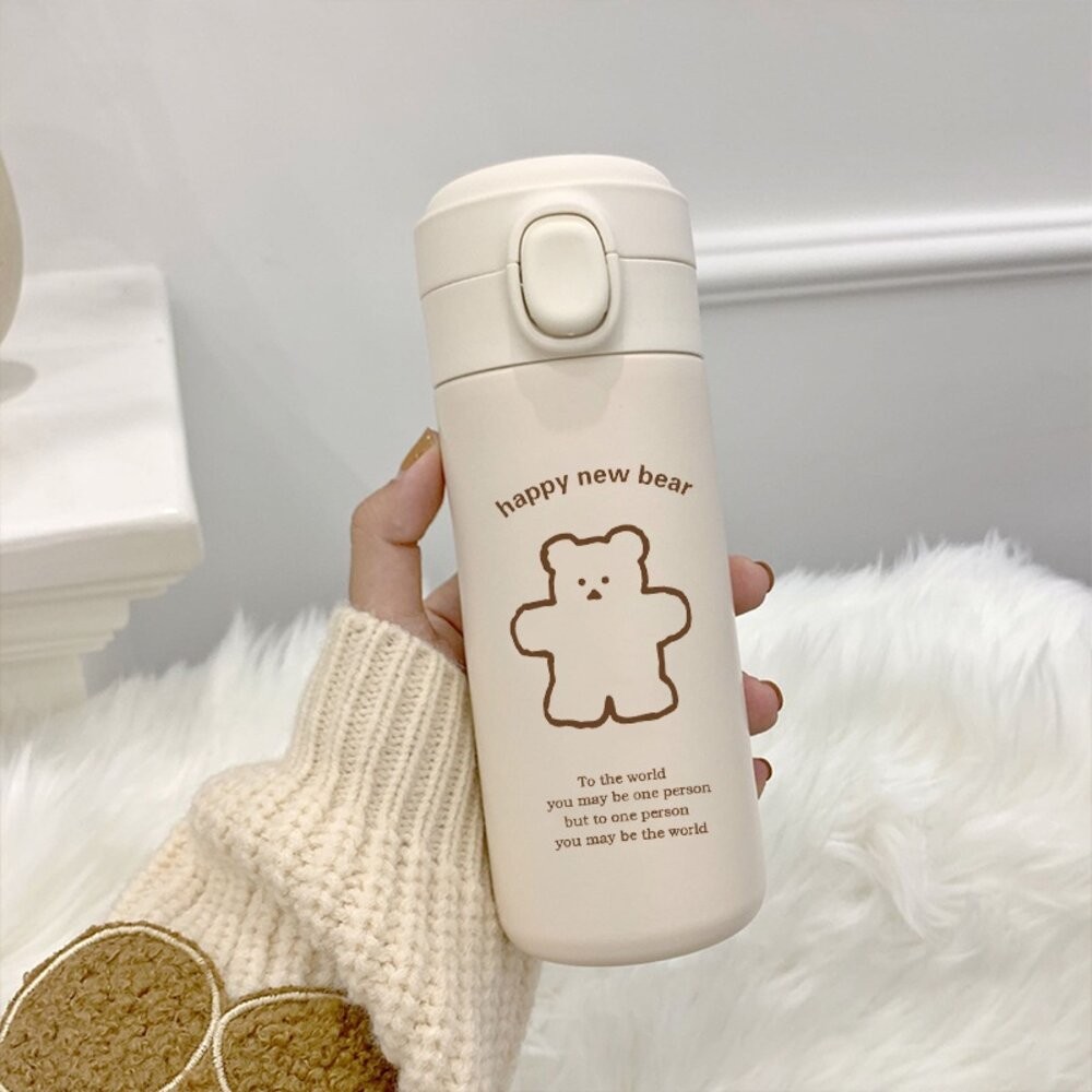 【實體店+發票】韓風小熊造型保溫瓶 可愛圖案保溫瓶 水瓶 保溫瓶 簡約小熊保溫杯 禮物 送禮-細節圖6