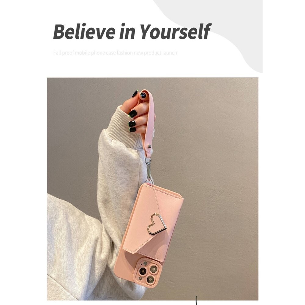 【實體店+發票】iPhone15防摔保護卡包 粉色愛心 防摔保護套 手機錢包 送禮-細節圖6