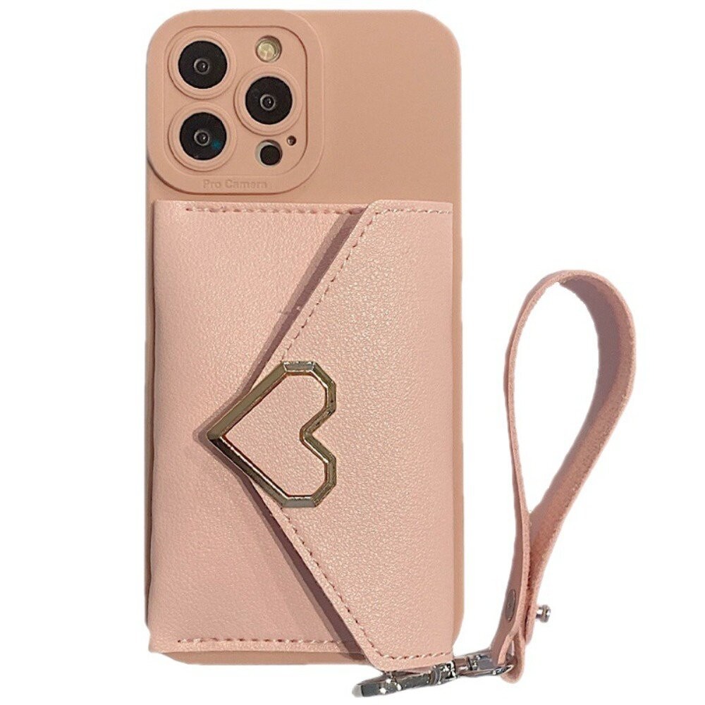 【實體店+發票】iPhone15防摔保護卡包 粉色愛心 防摔保護套 手機錢包 送禮-細節圖2