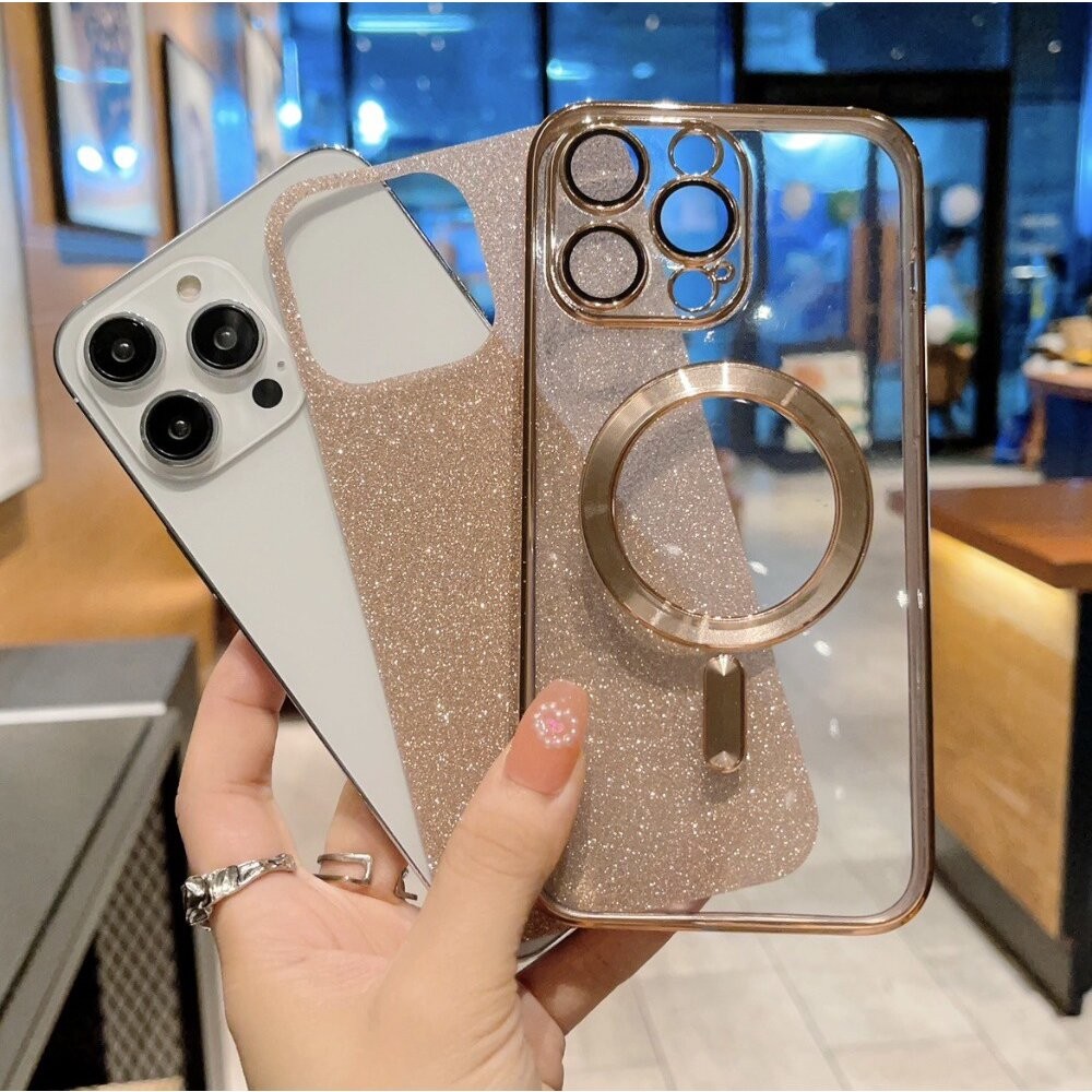 【台北士林*店面】閃粉磁吸手機殼 適用iPhone15 電鍍CD紋 Magsafe磁吸殼 帶鏡頭保護膜 送禮-細節圖4