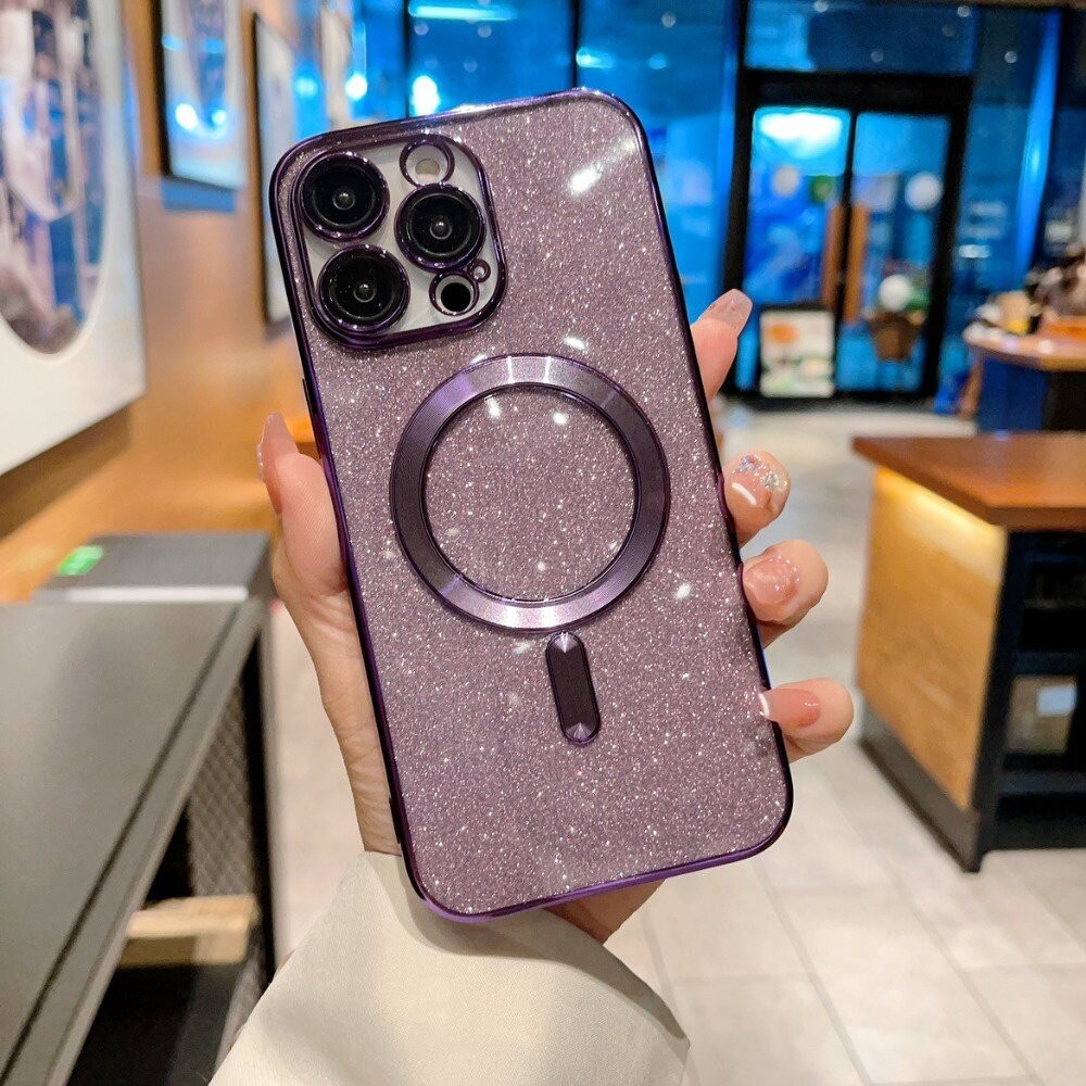 【台北士林*店面】閃粉磁吸手機殼 適用iPhone15 電鍍CD紋 Magsafe磁吸殼 帶鏡頭保護膜 送禮-細節圖6