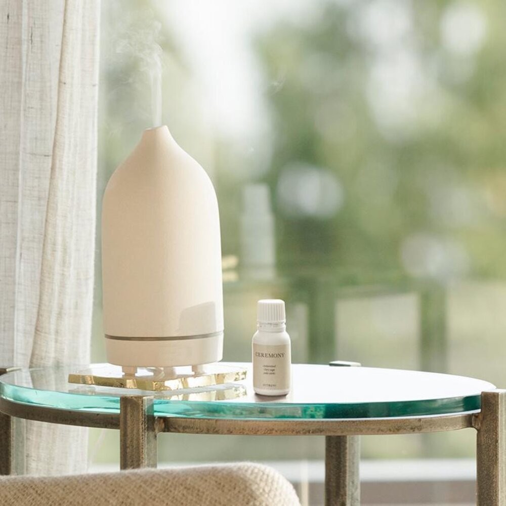 【實體店+發票】陶瓷香氛加濕器 香氛機 水氧機 直立式加水 超聲波香薰機 定時夜燈 送禮 送禮-細節圖5