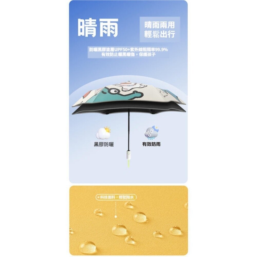 【實體店+發票】兒童圓角安全自動傘 全自動防回彈 夜間反光 圓角防戳傷 安全節節收 防曬晴雨傘 送禮-細節圖7