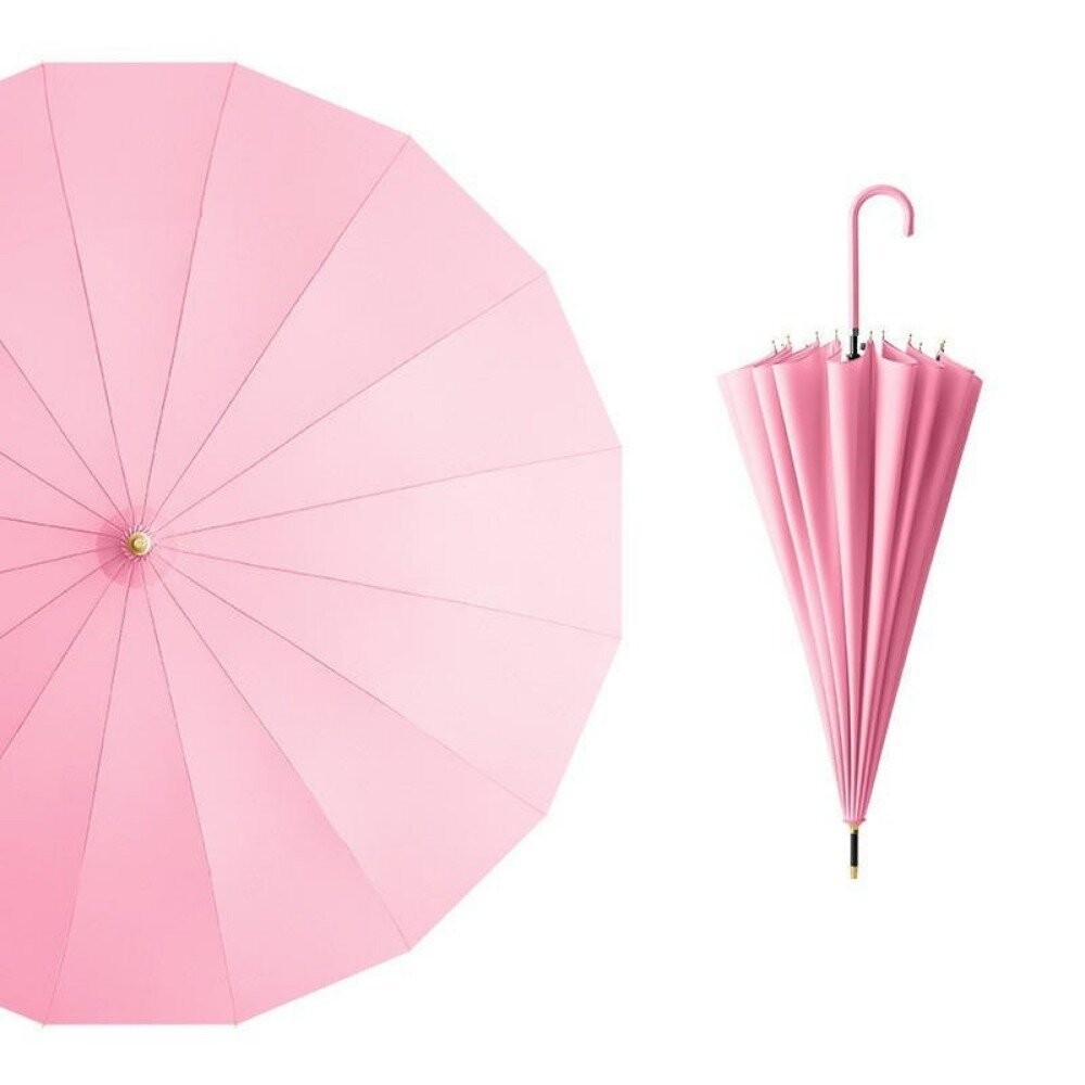 【實體店+發票】十六骨小清新防水套雨傘 皮革灣柄直傘 自動傘 時尚亮麗雨傘 晴雨傘 陽傘 防曬傘 拐杖傘 送禮-細節圖8