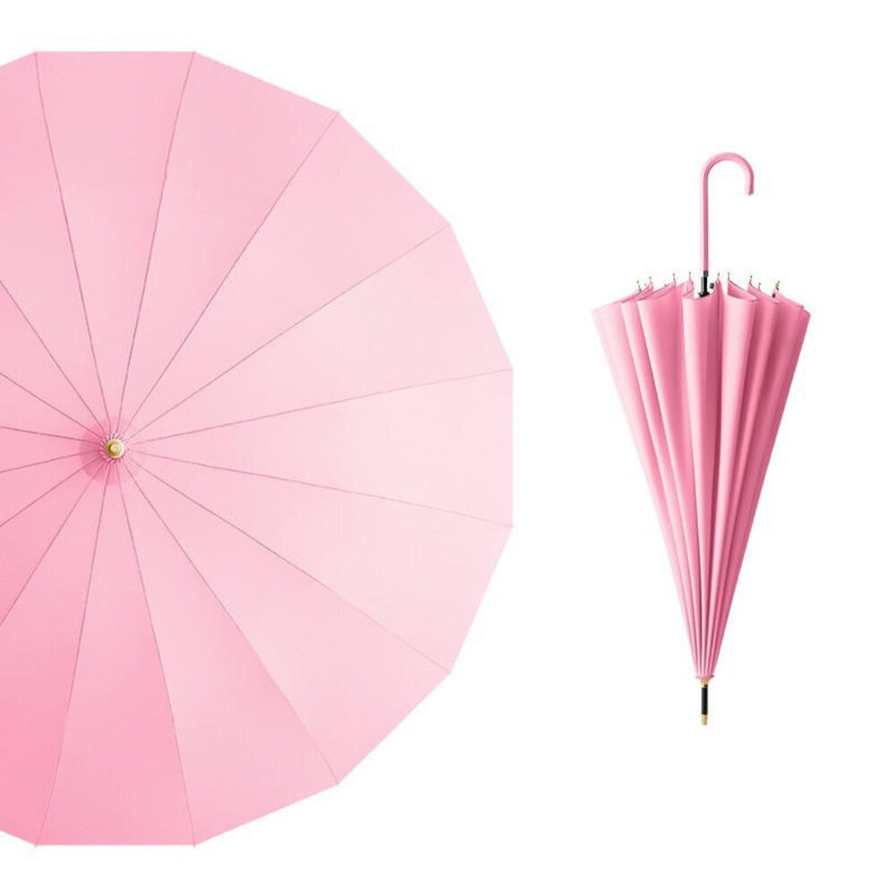 【實體店+發票】十六骨小清新防水套雨傘 皮革灣柄直傘 自動傘 時尚亮麗雨傘 晴雨傘 陽傘 防曬傘 拐杖傘 送禮-規格圖11