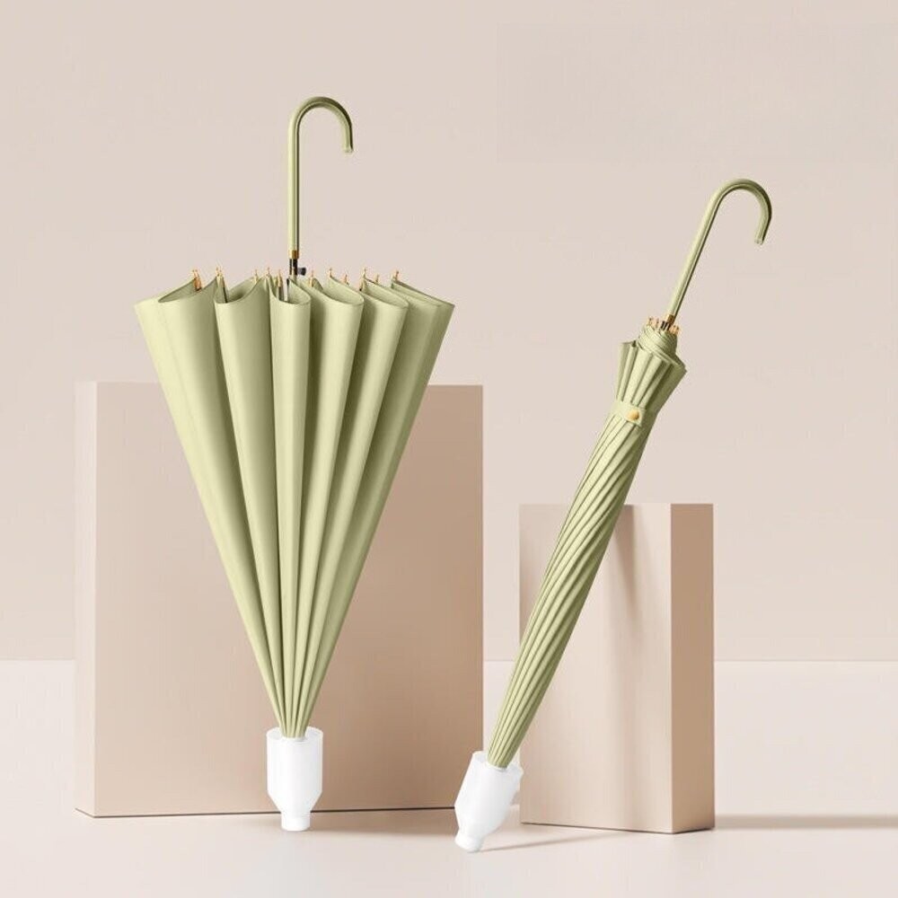 【實體店+發票】十六骨小清新防水套雨傘 皮革灣柄直傘 自動傘 時尚亮麗雨傘 晴雨傘 陽傘 防曬傘 拐杖傘 送禮-規格圖11