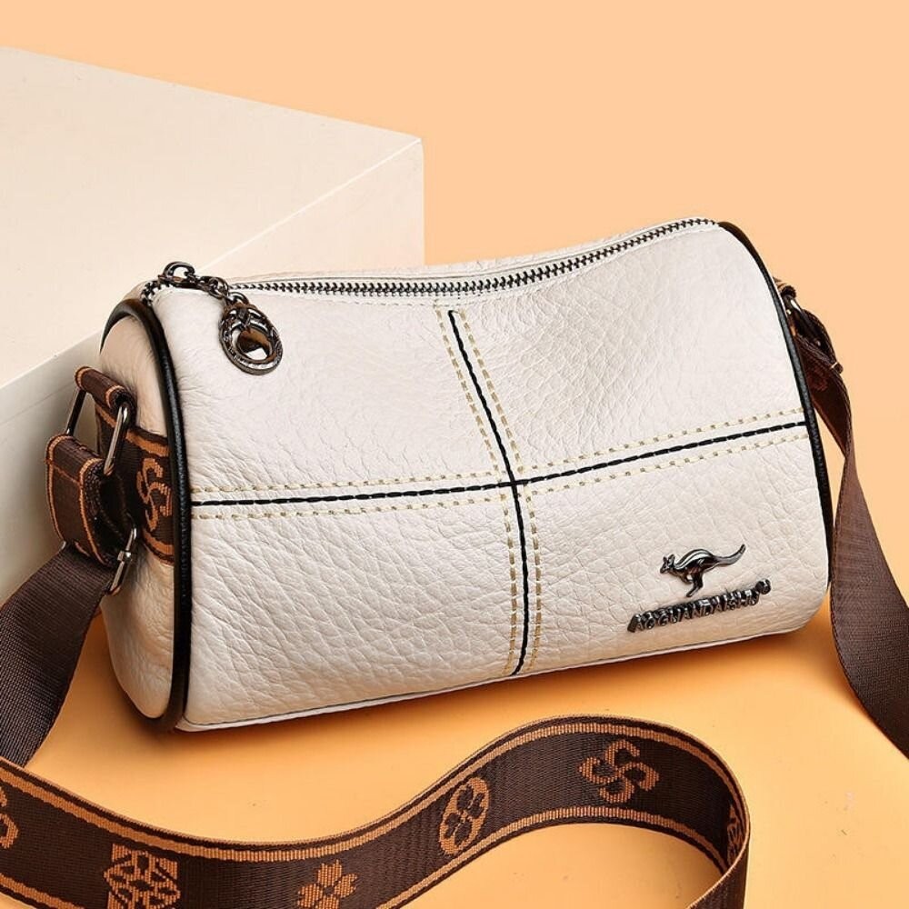 【實體店+發票】時尚真皮單肩圓筒包 斜背包 斜跨包 包包 簡約百搭 禮物 送禮-細節圖5