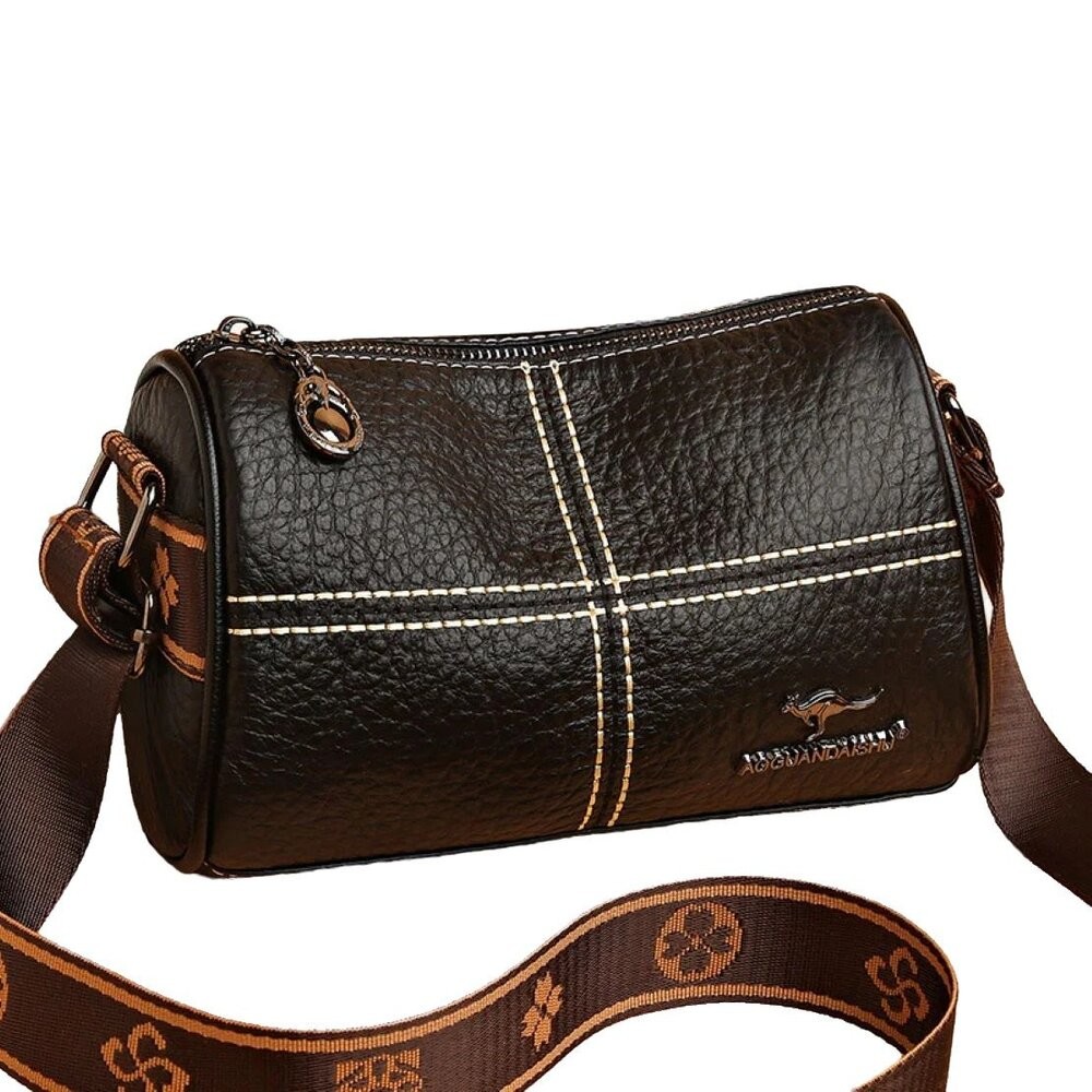 【實體店+發票】時尚真皮單肩圓筒包 斜背包 斜跨包 包包 簡約百搭 禮物 送禮-細節圖9