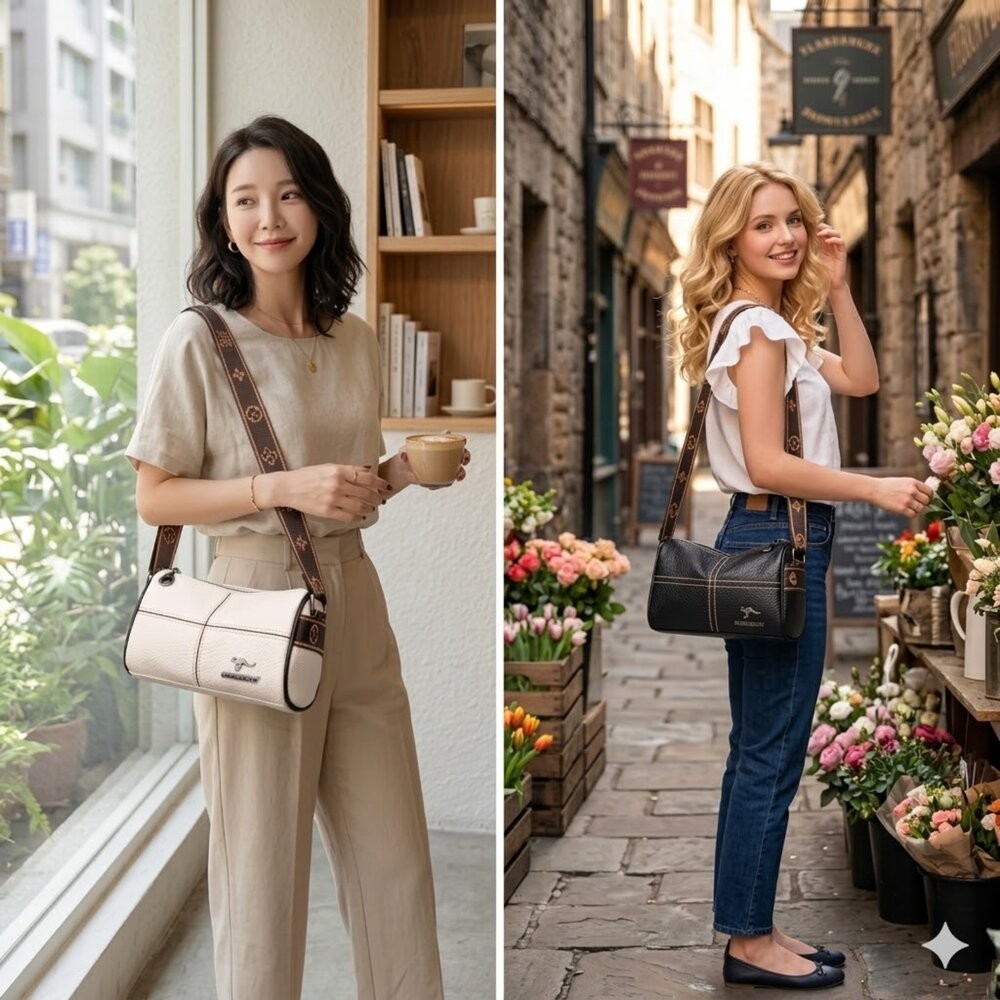 【台北士林*店面】時尚真皮單肩圓筒包 斜背包 斜跨包 包包 簡約百搭 禮物 送禮-細節圖7